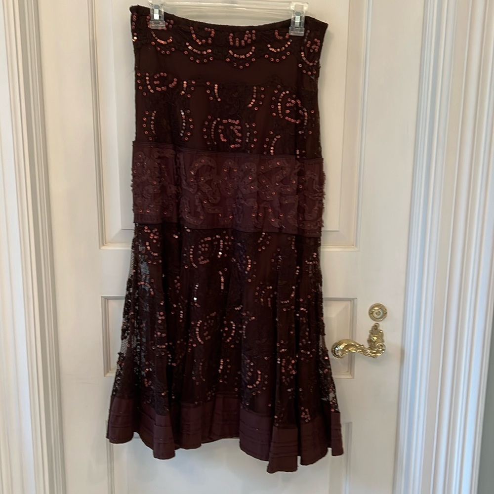 Brown sequin long skirt